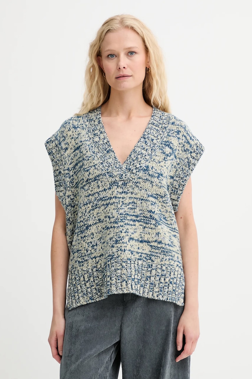 Vlněná vesta MUNTHE LARAZZA dámská, modrá barva, 253160325371