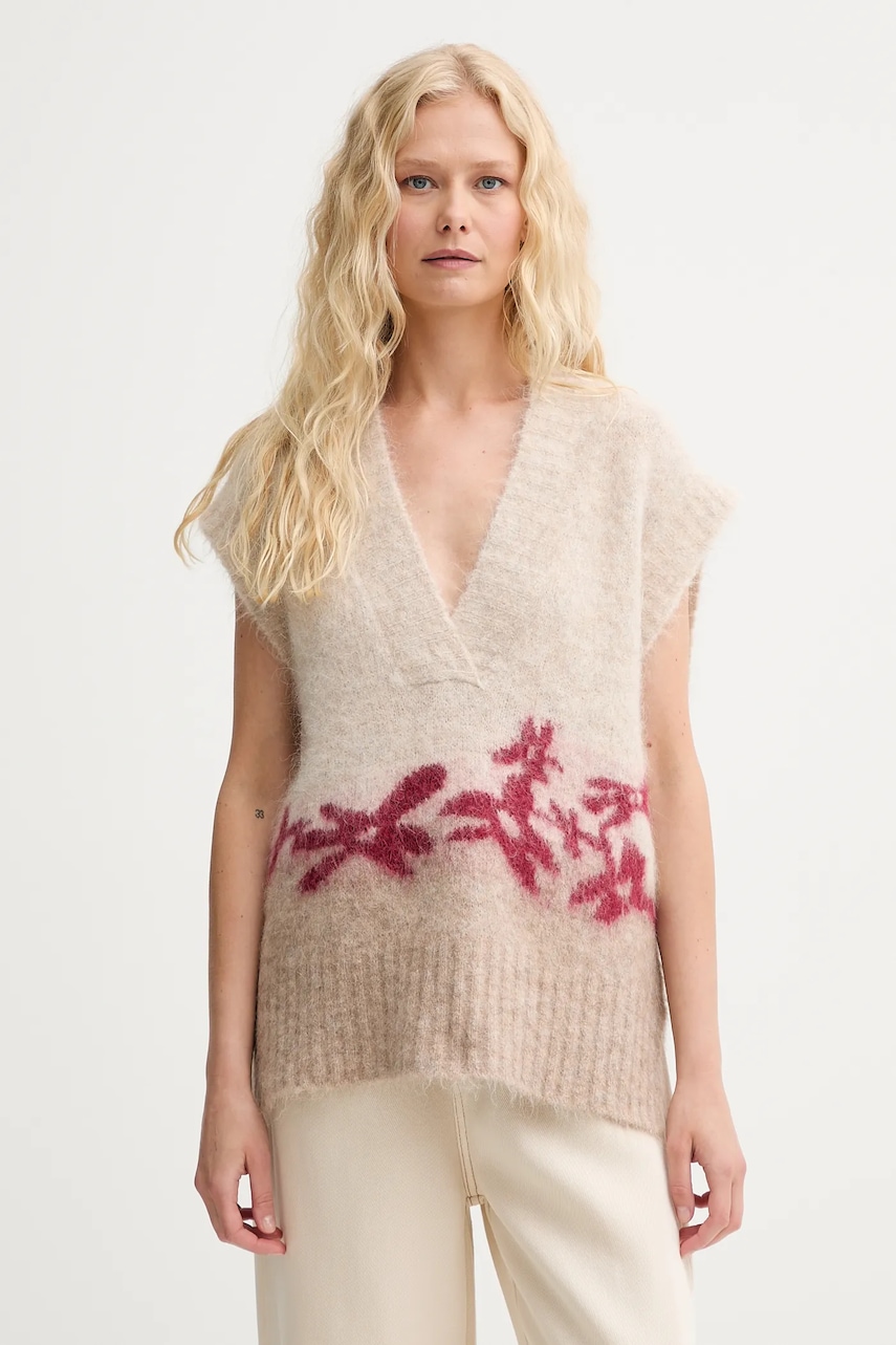 Vlněná vesta MUNTHE PURULIA dámská, béžová barva, 252160125272