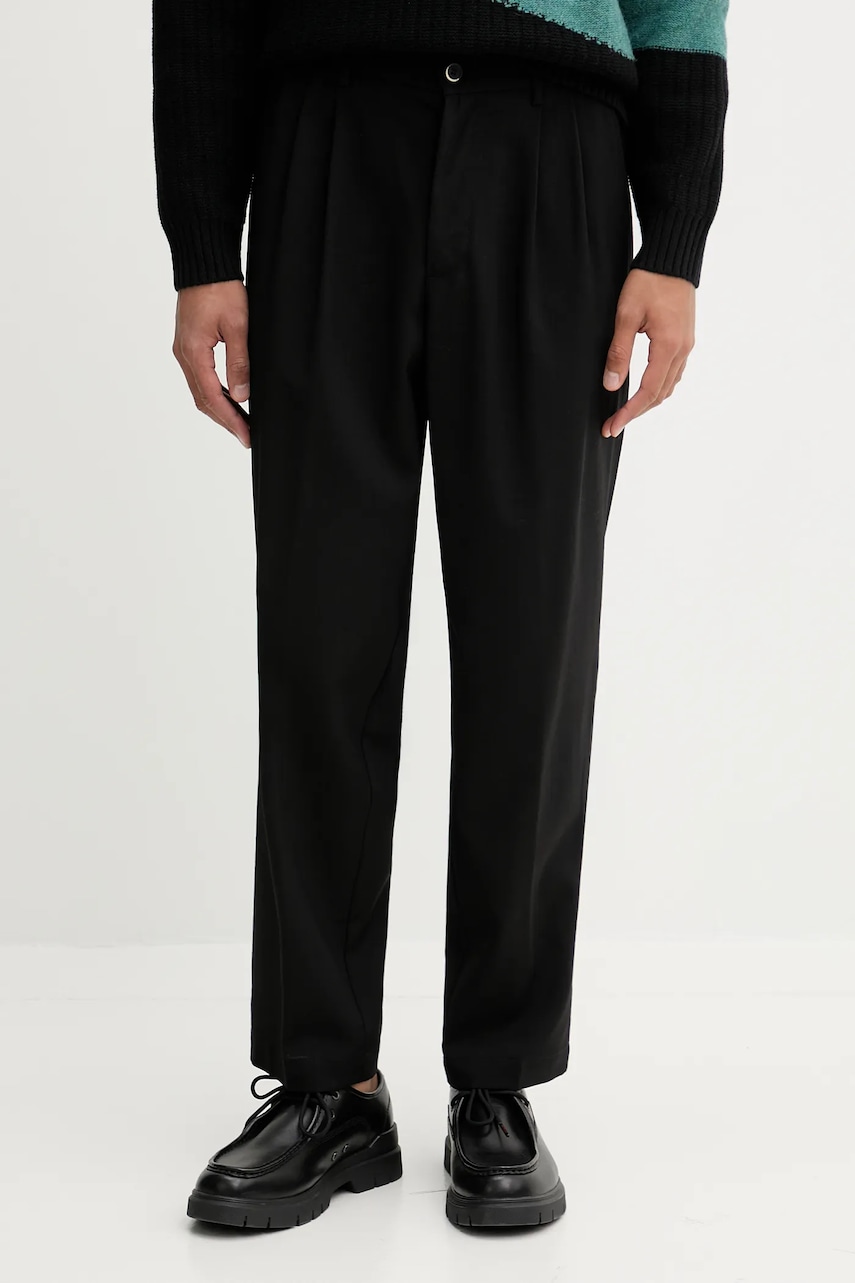 Vlněné kalhoty BARENA VENEZIA Pantalone Nerio pánské, černá barva, PAU5252.499