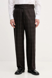 Vlněné kalhoty Emporio Armani pánské, šedá barva, ve střihu chinos, EM004009.TE182704