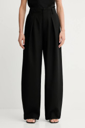 Vlněné kalhoty Miss Sixty dámské, černá barva, široké, high waist, 6S3PJ57700