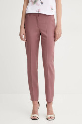 Vlněné kalhoty PS Paul Smith dámské, růžová barva, jednoduché, medium waist, W2R.N264.P31053