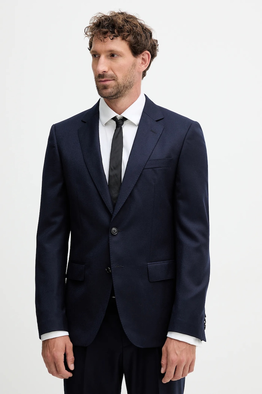 Vlněné sako BOSS H-Huge-253 pánské, tmavomodrá barva, 50553008