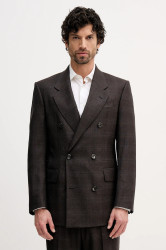 Vlněné sako Emporio Armani pánské, šedá barva, EM004082.TE182704