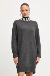 Vlněné šaty Ermanno Firenze šedá barva, mini, oversize, 57TQ026EO1