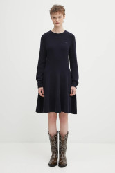Vlněné šaty Lacoste tmavomodrá barva, mini, EF4161