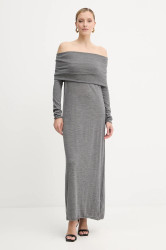 Vlněné šaty Liviana Conti šedá barva, maxi, F5WA47