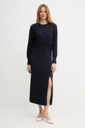 Vlněné šaty OUI tmavomodrá barva, maxi, přiléhavé, 94484