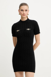 Vlněné šaty Patou černá barva, mini, přiléhavé, KN2588041