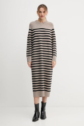 Vlněné šaty Tommy Hilfiger béžová barva, midi, oversize, WW0WW46761