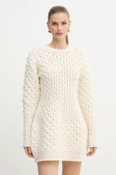 Vlněné šaty Twinset béžová barva, mini, 252TS3160