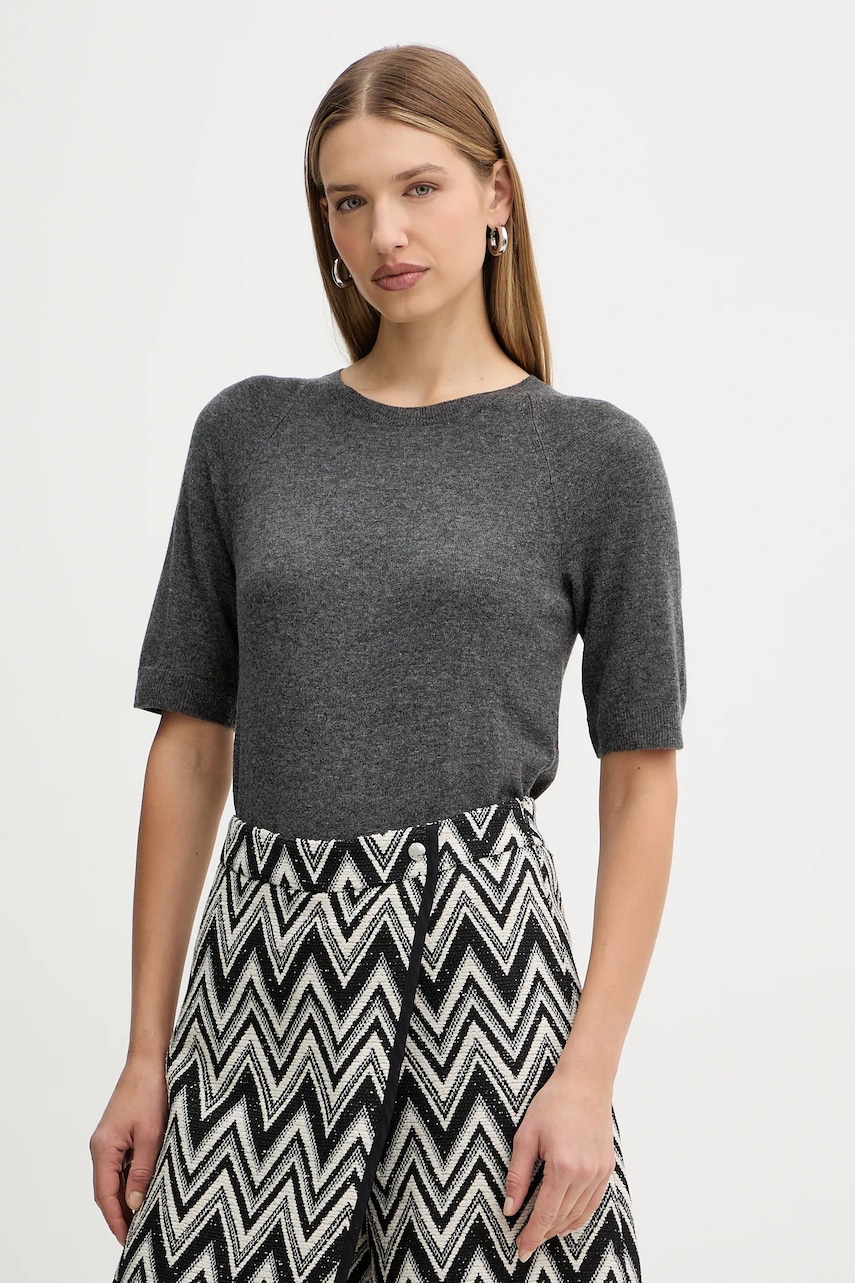 Vlněné tričko MM YEN dámské, šedá barva, 2526366198600