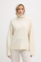 Vlněný svetr Barbour dámský, béžová barva, s golfem, LKN1705