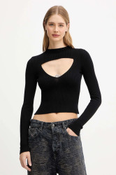 Vlněný svetr Diesel M-OLINA dámský, černá barva, s pologolfem, A18904.0PLBF