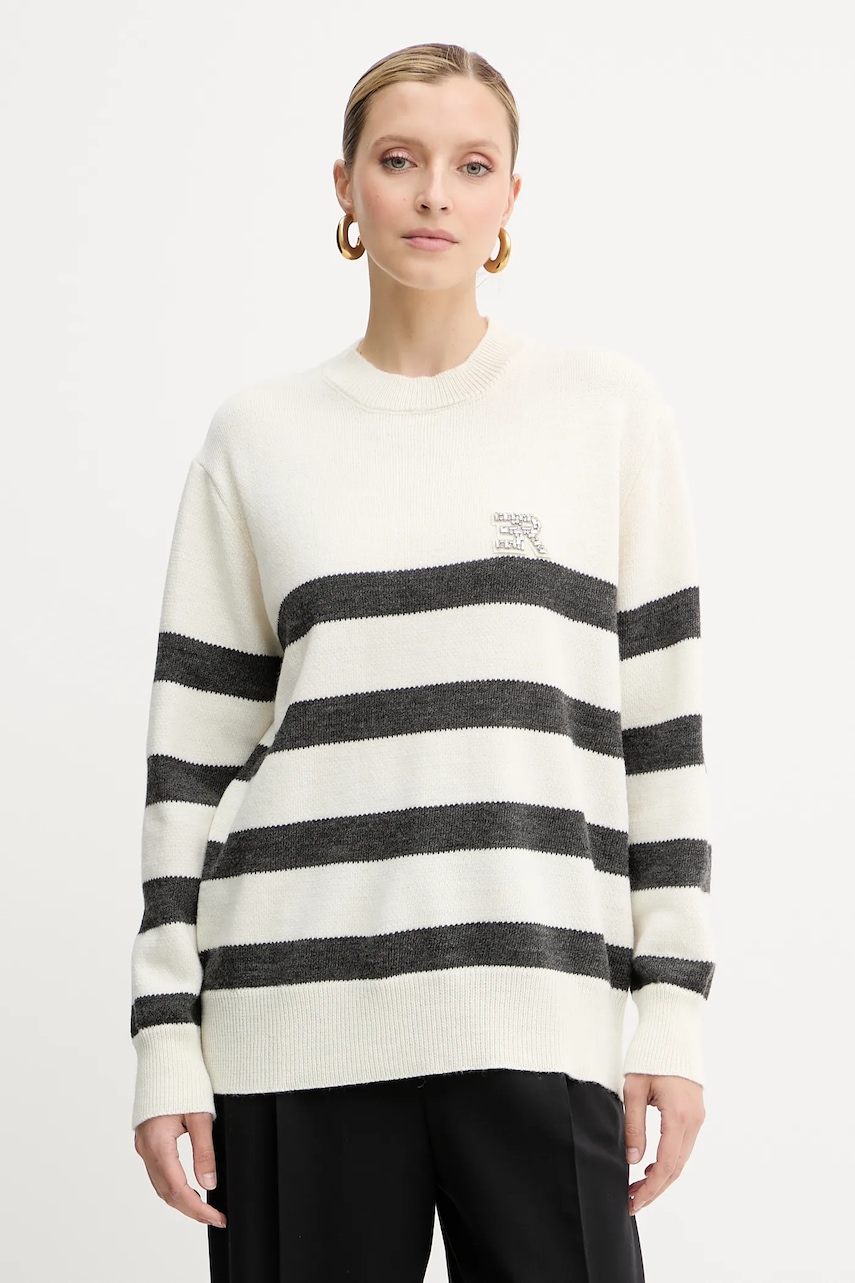 Vlněný svetr Ermanno Firenze dámský, béžová barva, 57TM066EA5AP