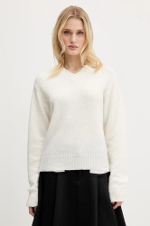 Vlněný svetr HUGO Solanu dámský, béžová barva, 50545092