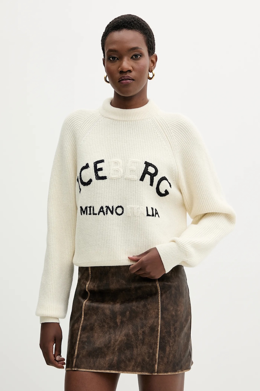 Vlněný svetr Iceberg dámský, béžová barva, A001 7077