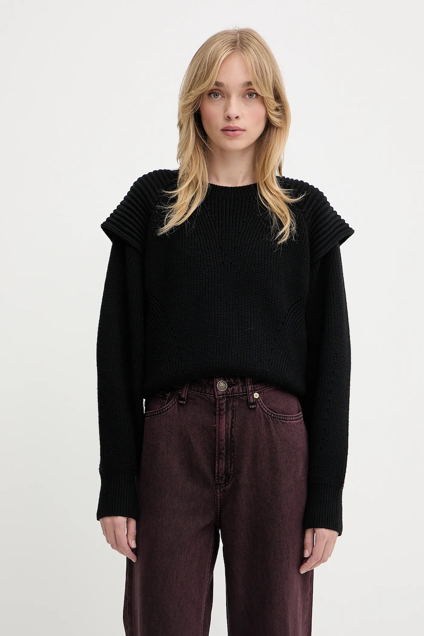 Vlněný svetr IRO dámský, černá barva, WF12AHANU