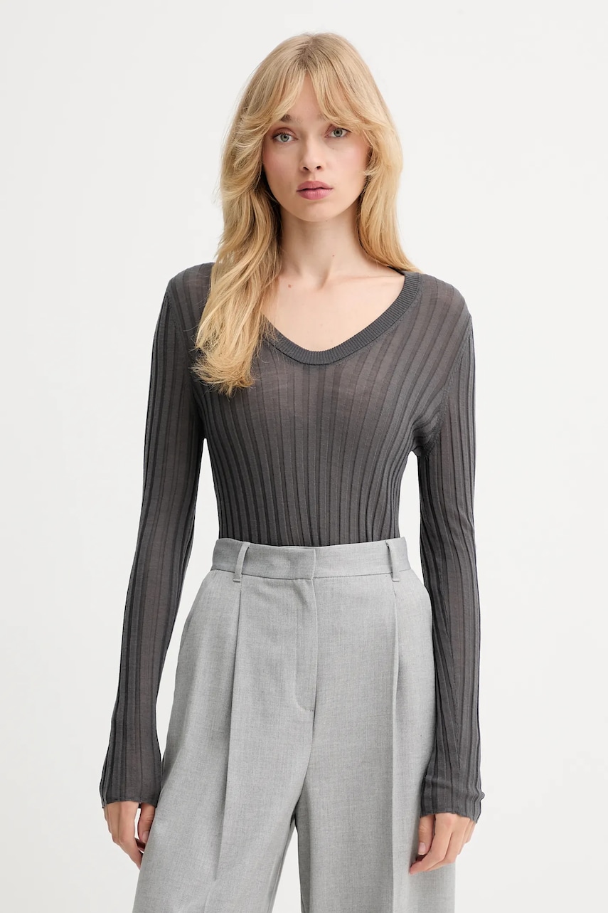 Vlněný svetr IRO dámský, šedá barva, WP12HATTIE