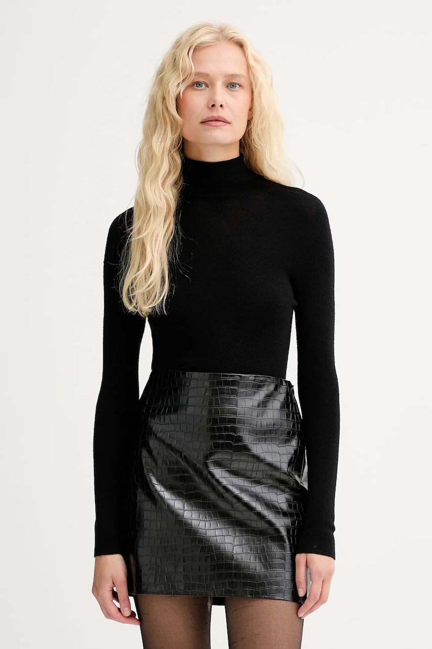 Vlněný svetr ISABELLE BLANCHE dámský, černá barva, s golfem, IS25FW-M111-F001