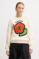 Vlněný svetr Kenzo Pop dámský, béžová barva, hřejivý, FF52PU7043LA.02