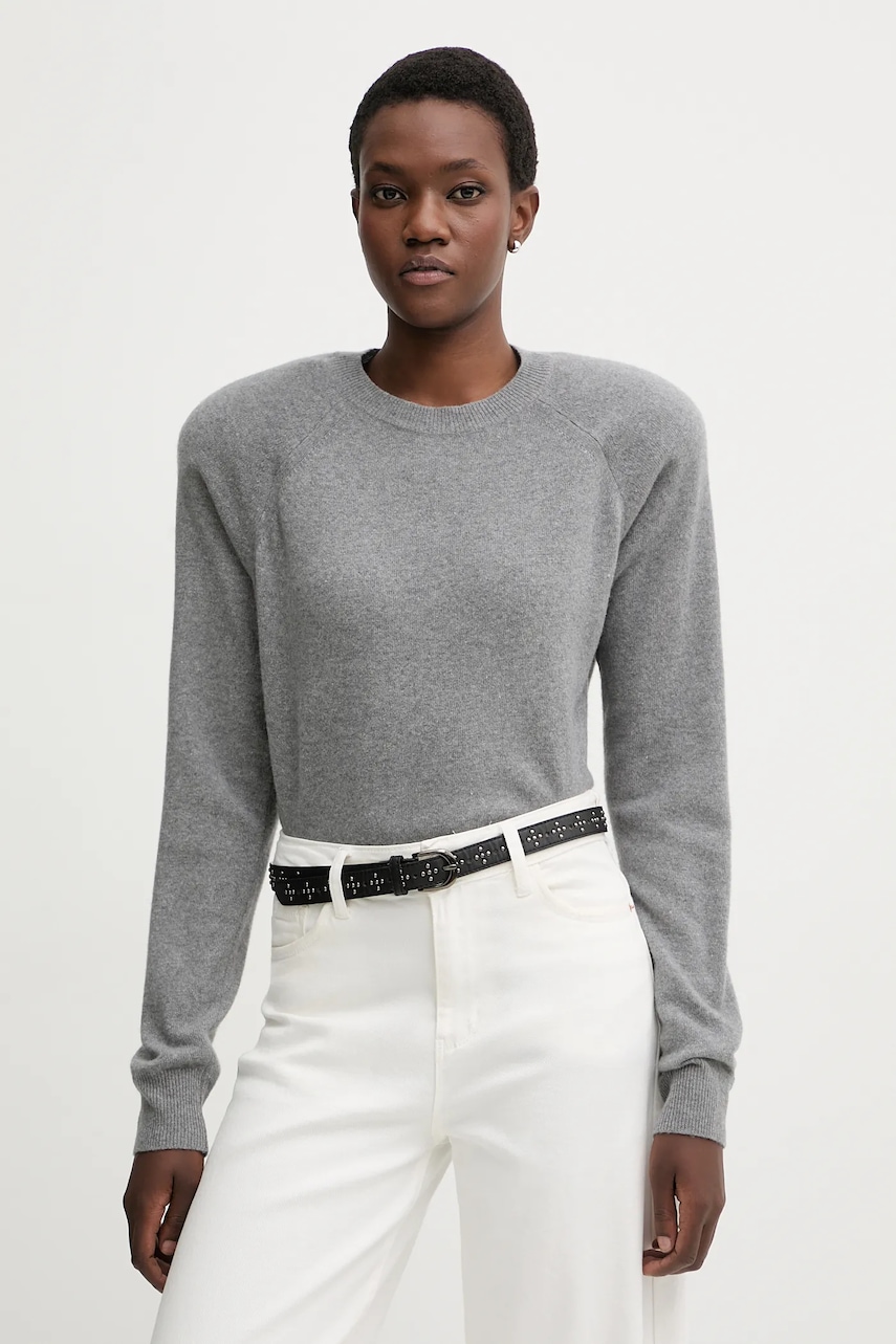 Vlněný svetr La Mania ELLA dámský, šedá barva, ELLA