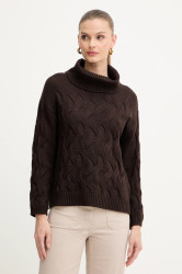 Vlněný svetr Luisa Spagnoli dámský, hnědá barva, s golfem, 100173