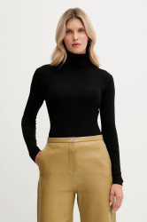 Vlněný svetr MC2 Saint Barth dámský, černá barva, s golfem, EKA0001