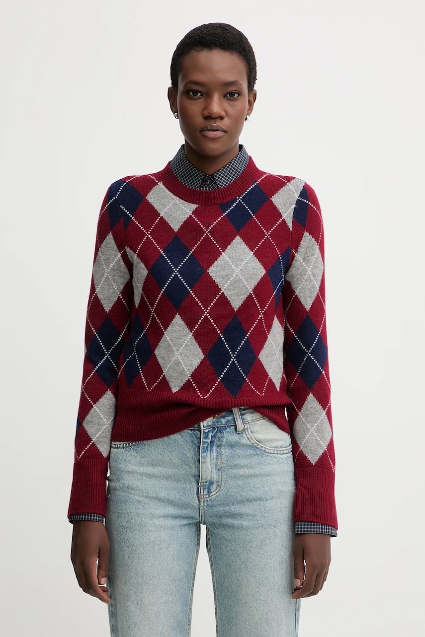 Vlněný svetr Miss Sixty dámský, vínová barva, 6S4RJ17300