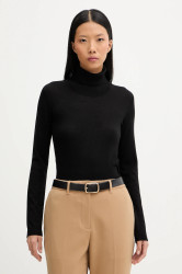 Vlněný svetr MM ADRIA dámský, černá barva, s golfem, 2526366018600