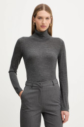 Vlněný svetr MM ADRIA dámský, šedá barva, s golfem, 2526366018600