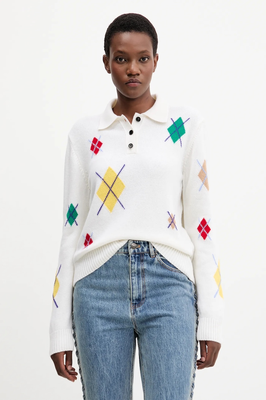 Vlněný svetr MSGM dámský, béžová barva, 3941MDM194.257781