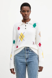 Vlněný svetr MSGM dámský, béžová barva, 3941MDM194.257781