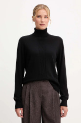 Vlněný svetr Patrizia Pepe dámský, černá barva, s golfem, 2K0340 KM36