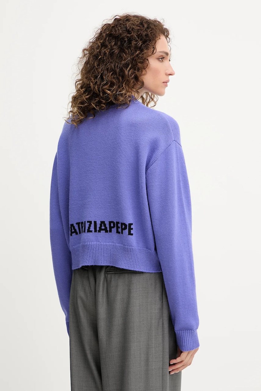 Vlněný svetr Patrizia Pepe dámský, fialová barva, s pologolfem, 8K0336 K282