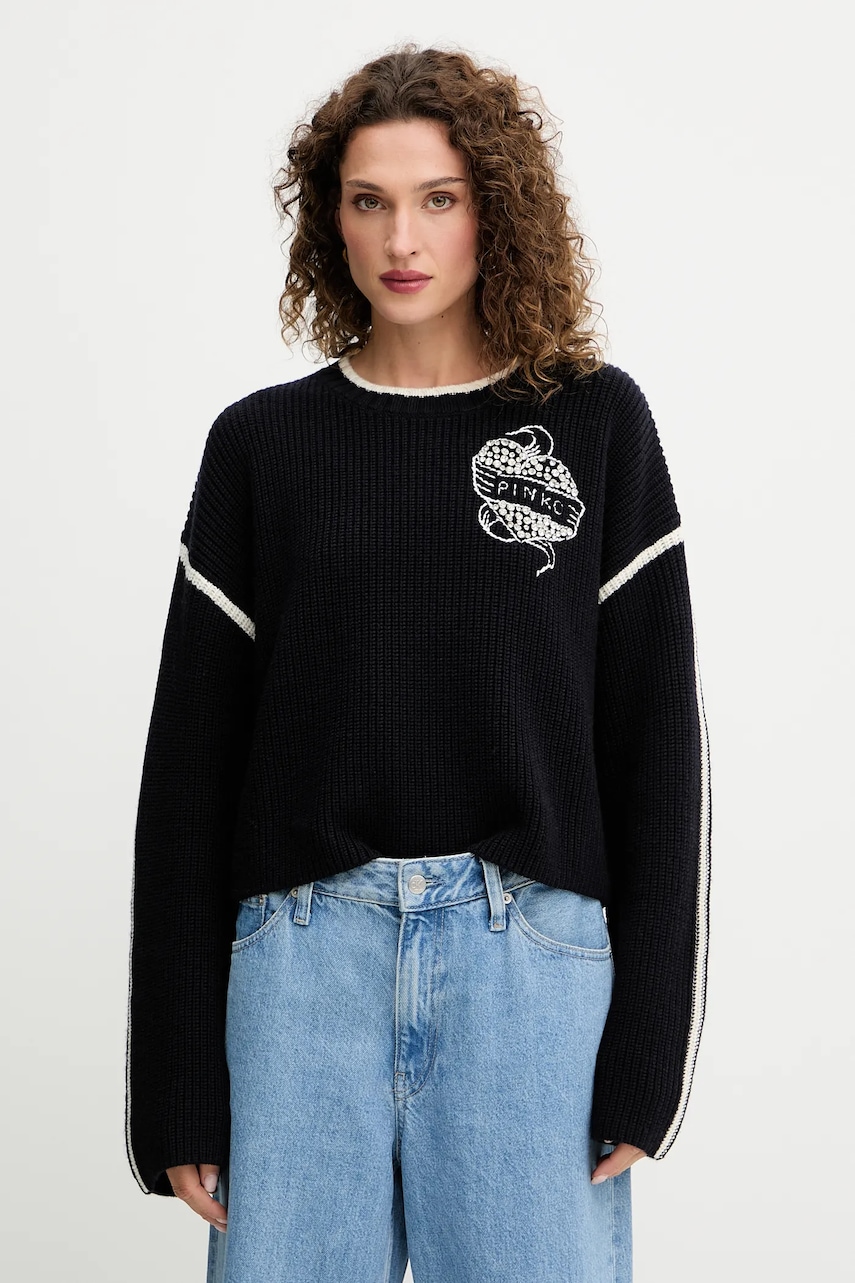 Vlněný svetr Pinko dámský, modrá barva, 105397 A2PK