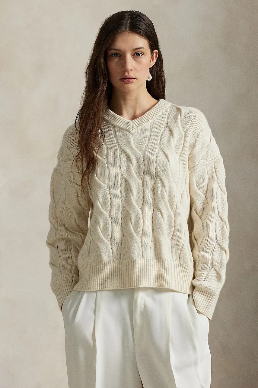 Vlněný svetr Polo Ralph Lauren dámský, bílá barva, 211972127