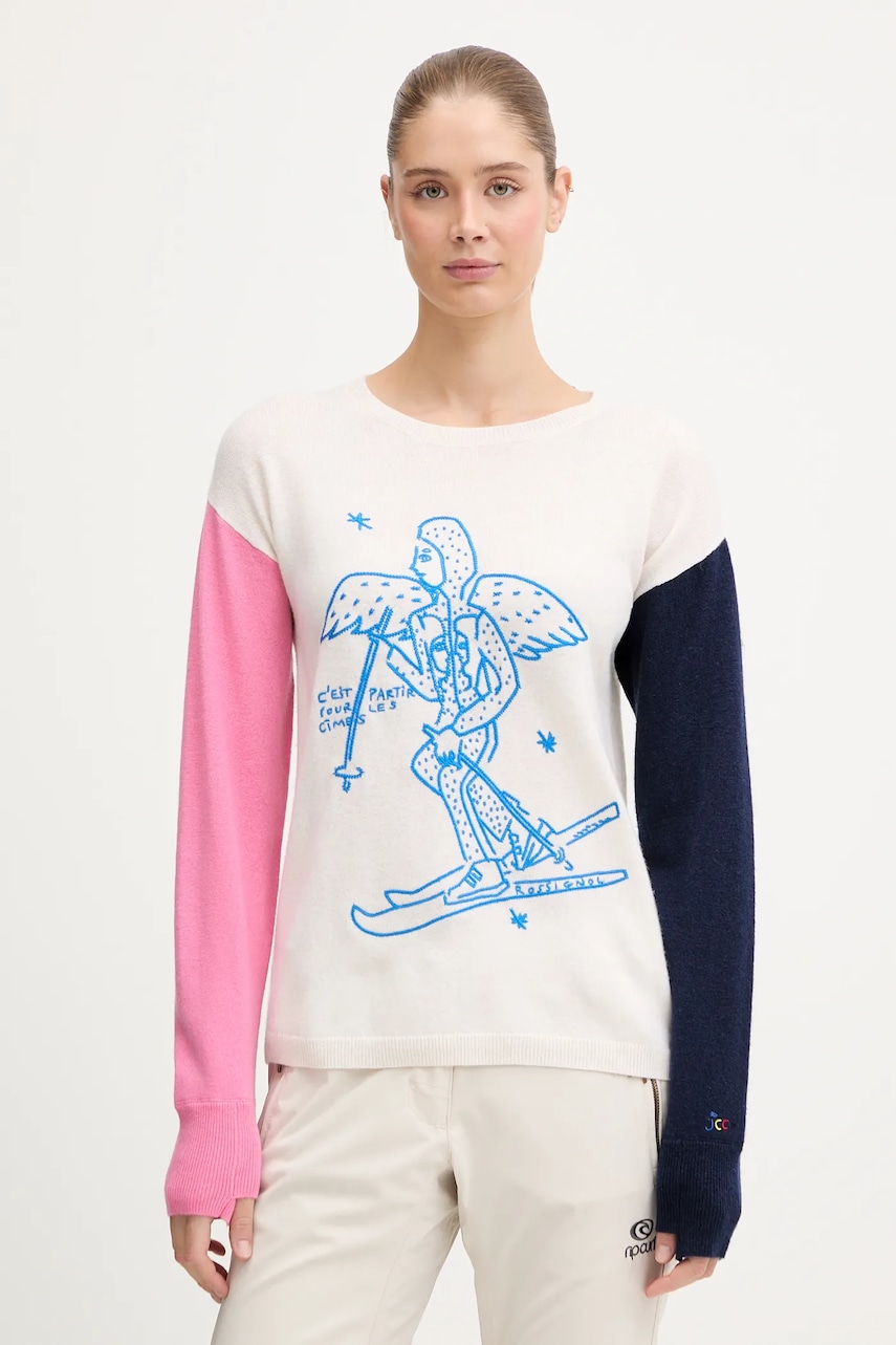 Vlněný svetr Rossignol JCC dámský, béžová barva, RLOWO09