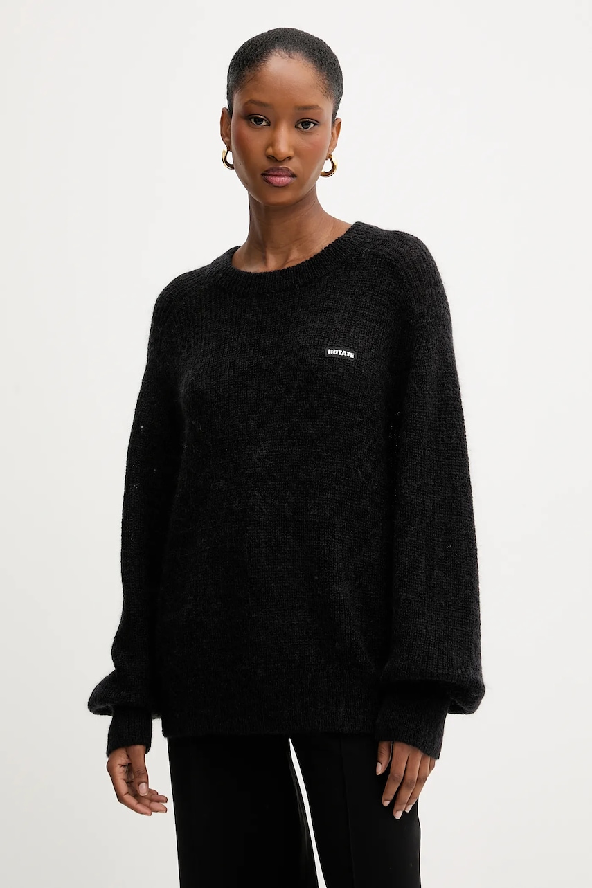 Vlněný svetr Rotate dámský, černá barva, 114565100