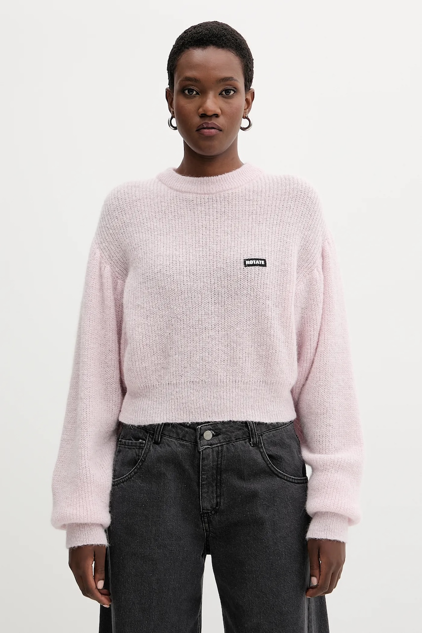 Vlněný svetr Rotate dámský, růžová barva, 114278191