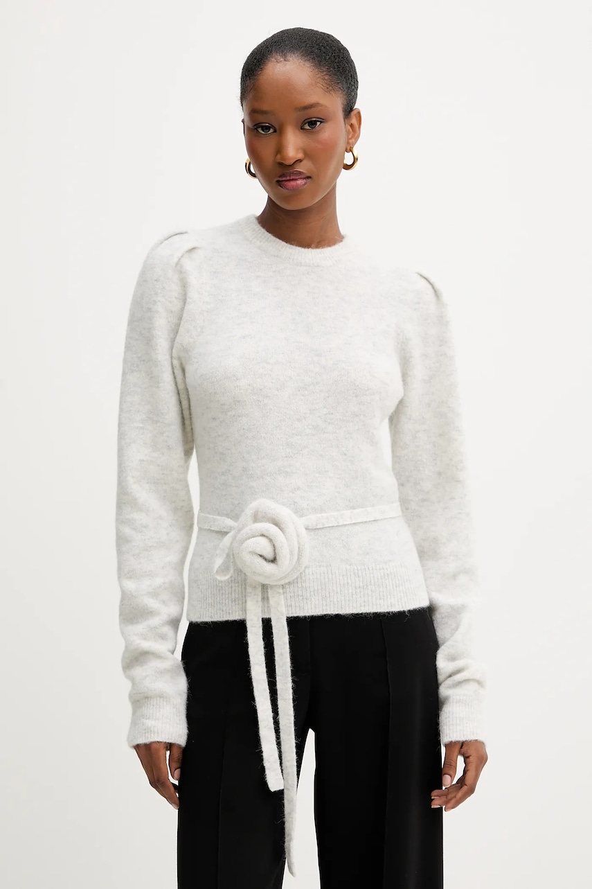 Vlněný svetr Rotate dámský, šedá barva, 1142772344