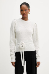 Vlněný svetr Rotate dámský, šedá barva, 1142772344