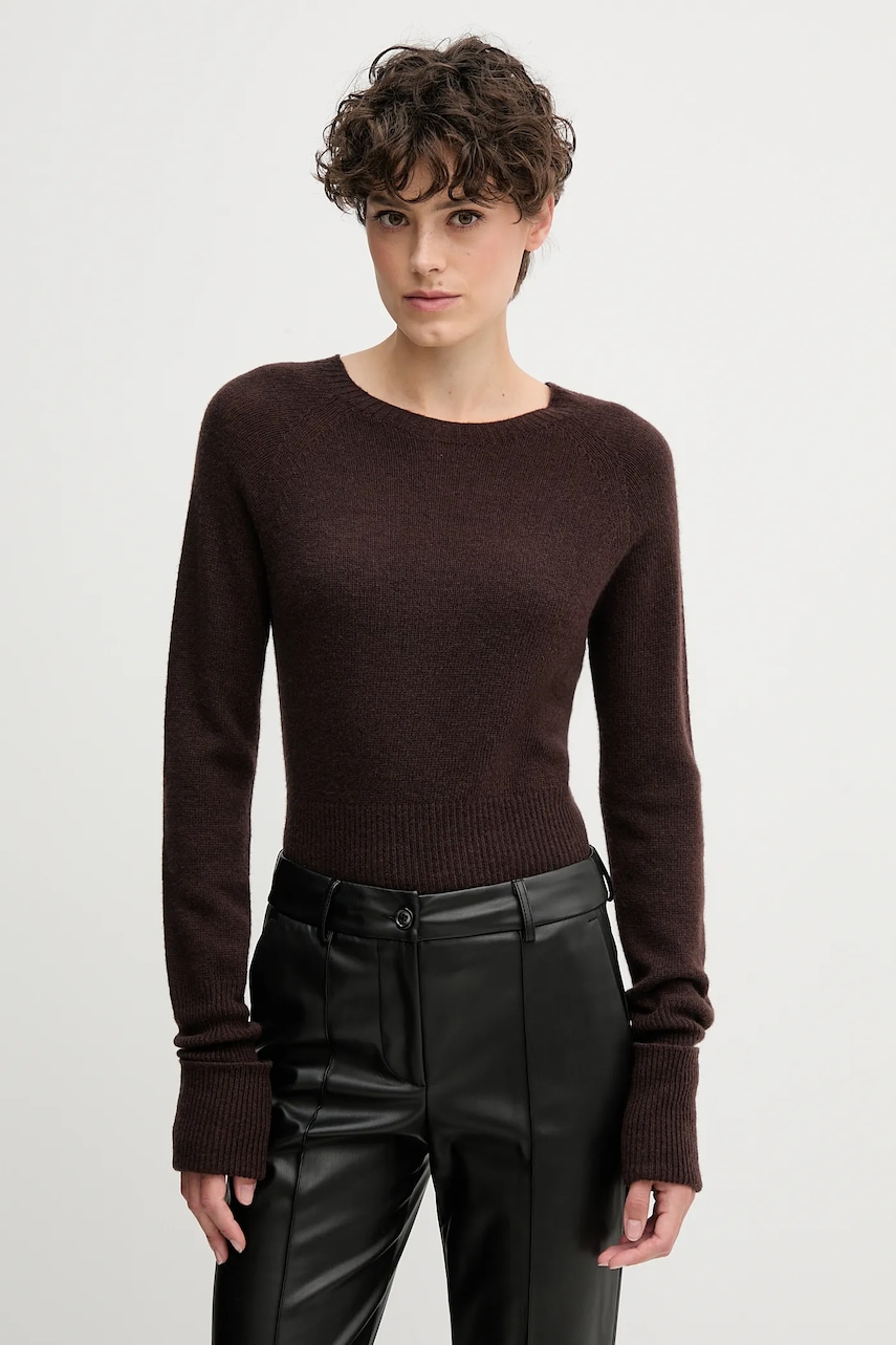 Vlněný svetr Sandro Ferrone dámský, hnědá barva, S9YBFNOCE