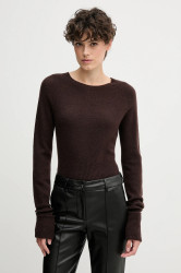 Vlněný svetr Sandro Ferrone dámský, hnědá barva, S9YBFNOCE