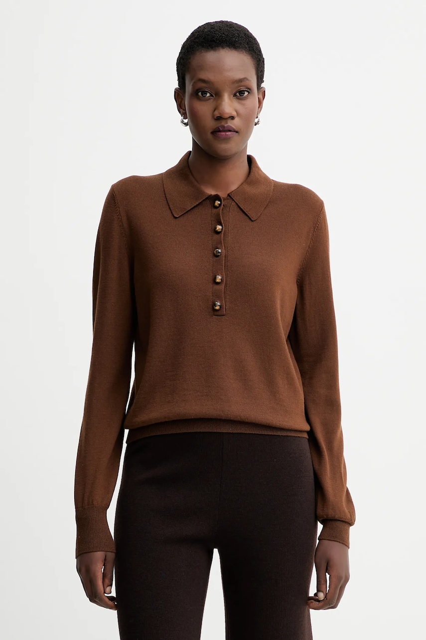 Vlněný svetr Sessun dámský, hnědá barva, 25109022