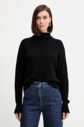 Vlněný svetr Simona Corsellini dámský, černá barva, s golfem, A25CPMGG08S1