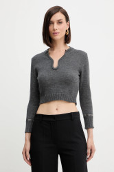 Vlněný svetr Simona Corsellini dámský, šedá barva, A25CPMGE0601