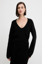 Vlněný svetr Twinset černá barva, 252TT3062