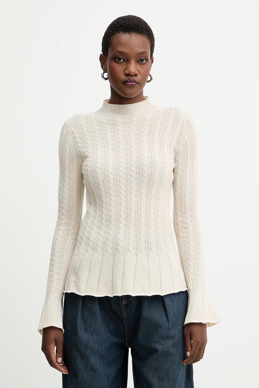 Vlněný svetr Twinset dámský, béžová barva, 252TP3321