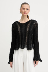 Vlněný svetr Twinset dámský, černá barva, 252TP3524